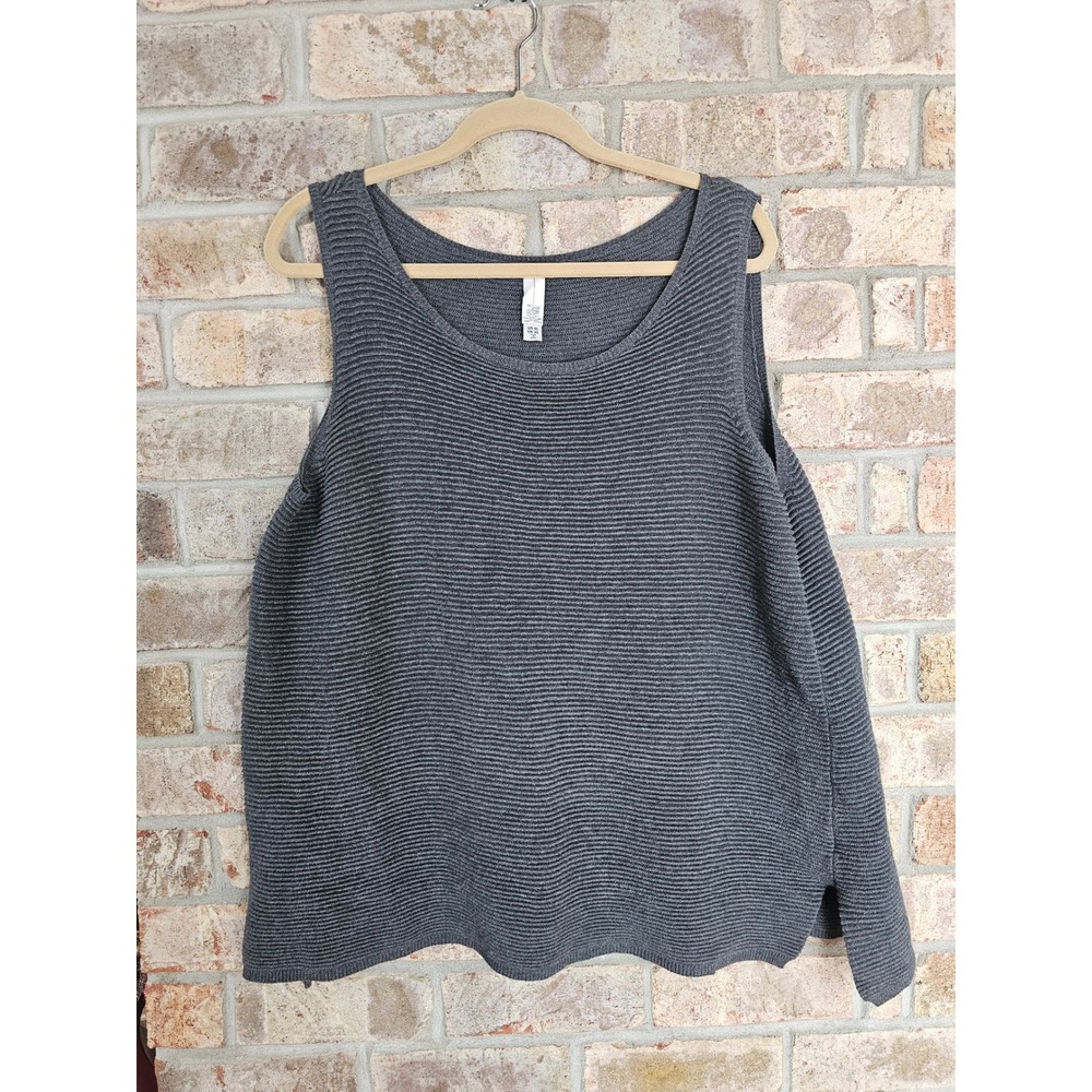 MARLA WYNNE Ribbed Knit Sleeveless Tank Top XL Charcoal Cotton Blend Shell EUC